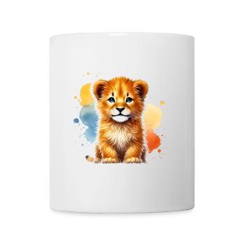Adorable Watercolor Lion Cub Art - Mug - white - Front
