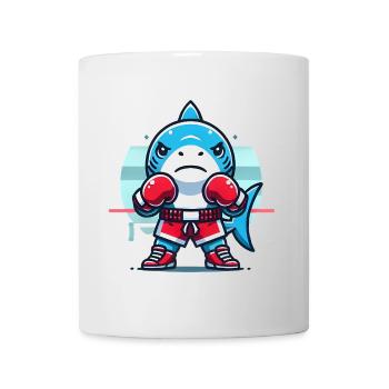 Shark Boxing Champion Cartoon Design - Mug - white - Front