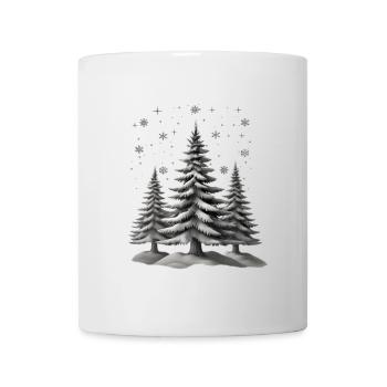 Arbres de Noël, flocons de neige et étoiles - Mug blanc - blanc - Devant