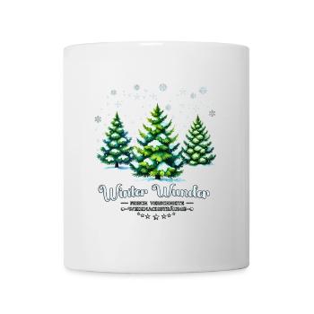 Winter Wunder – Verschneite Weihnachtsbäume - Tasse - Weiß - Vorne