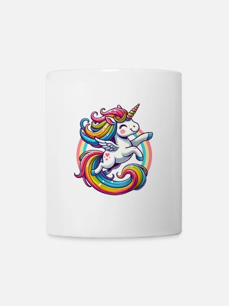 Alegre diseño de unicornio arcoíris - Kop/krus - hvid