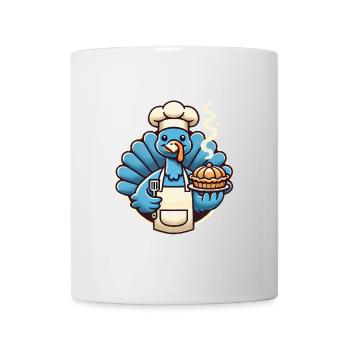 Chef Truthahn serviert Kürbiskuchen - Tasse - Weiß - Vorne