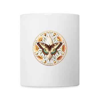 Herbstlicher Schmetterling mit floralen Akzenten - Tasse - Weiß - Vorne