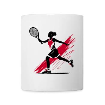 Tennis tennis player silhouette, red-black - Mug - white - Front