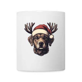 Chien avec chapeau de Noël et bois de Noël - Mug blanc - blanc - Devant
