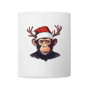 Affe mit Weihnachtsmütze und Geweih Weihnachten - Tasse - Weiß - Vorne