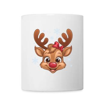 Süßes Rentier-Mädchen mit Schneeflocken - Tasse - Weiß - Vorne