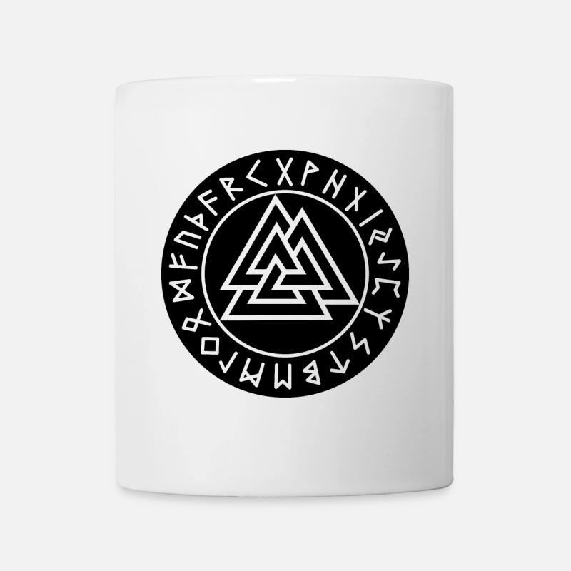 Cercle runique noir de Valknut - Mug blanc - blanc