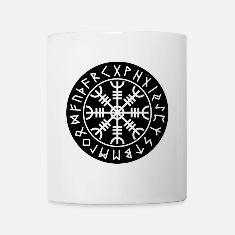 Aegishjalmur schwarze Kreisrunen - Tasse - Weiß
