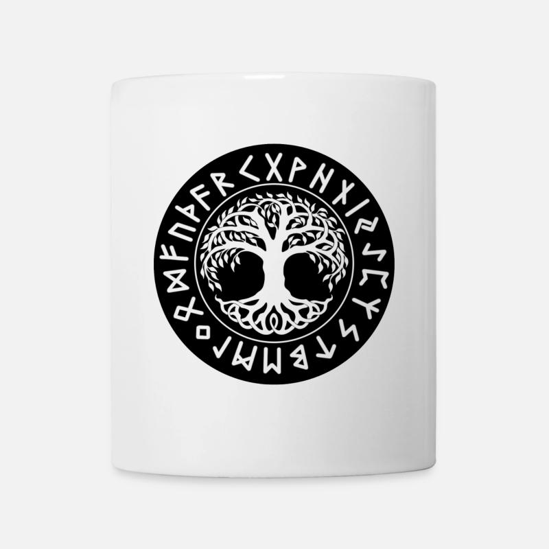 Yggdrasil schwarzer Runenkreis - Tasse - Weiß