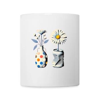 Vintage-Gänseblümchen in skurrilen Vasen - Tasse - Weiß - Vorne