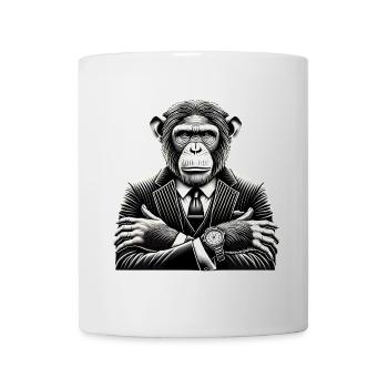 Chimpanzee in Suit Bold Monochrome Art - Mug - white - Front