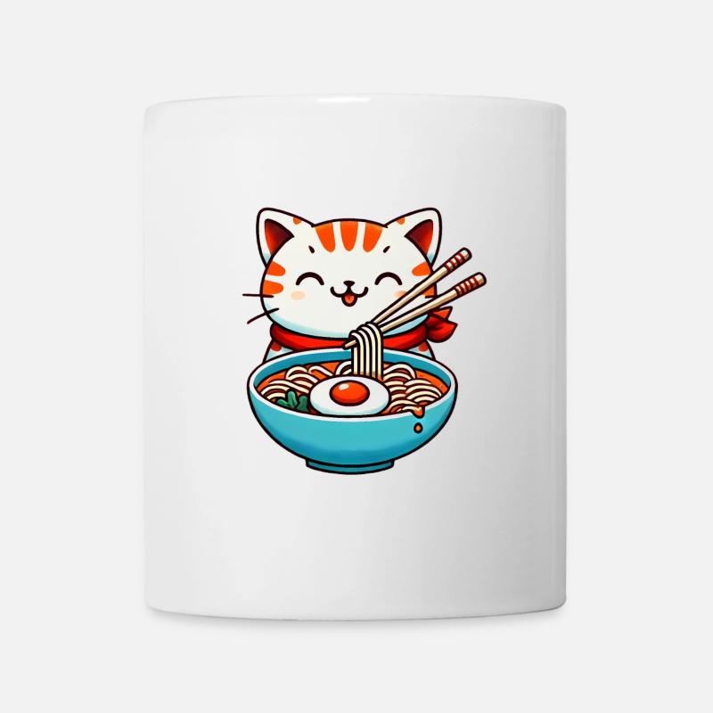Entzückende Katze isst Ramen Design - Tasse - Weiß