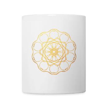 Gold Sonne Yoga Mandala Indien om Namaste Zentrum - Tasse - Weiß - Vorne