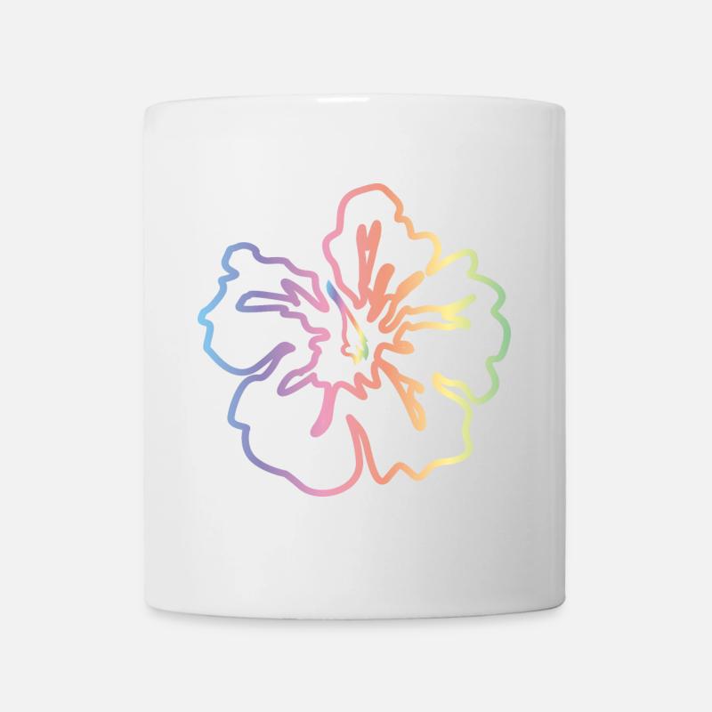 Hibiskus Regenbogenfarben Pastell - Tasse - Weiß