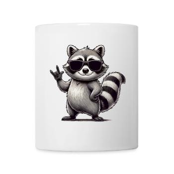 Waschbär mit Rock Pose Raccoon Rock Musik Musiker - Tasse - Weiß - Vorne