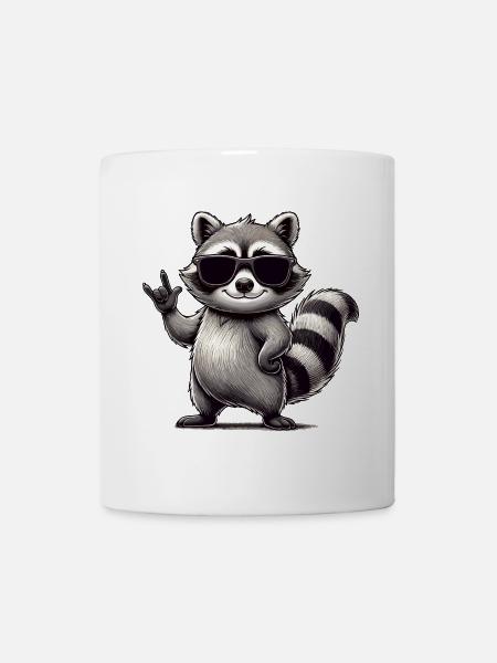 Waschbär mit Rock Pose Raccoon Rock Musik Musiker - Tasse - Weiß