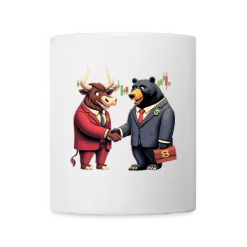 Stock Market Taurus Bear Handshake Profit Gift - Mug - white - Front