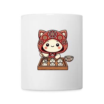 Entzückender Katzenkoch mit roter Kapuze - Tasse - Weiß - Vorne