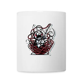 Lustige verwickelte Angelschnur Karikatur - Tasse - Weiß - Vorne