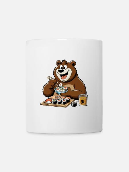 Sushi Bär glücklich Maki Geschenk - Tasse - Weiß