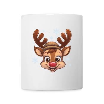Süßer Rentier-Junge mit Wollmütze - Tasse - Weiß - Vorne