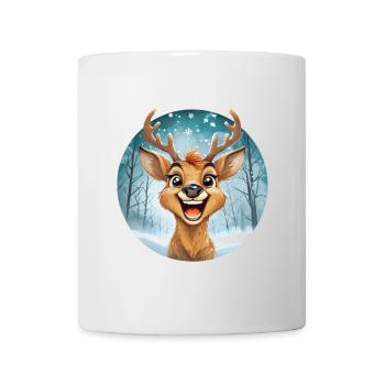 Festliches Rentier, verschneiter Winterlandschaft - Tasse - Weiß - Vorne