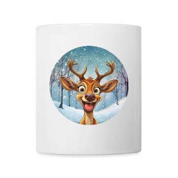 Happy winter reindeer in the winter forest - Mug - white - Front