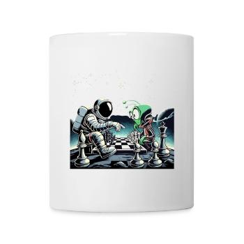 Astronaut Alien Schach Spiel Universum Geschenk - Tasse - Weiß - Vorne