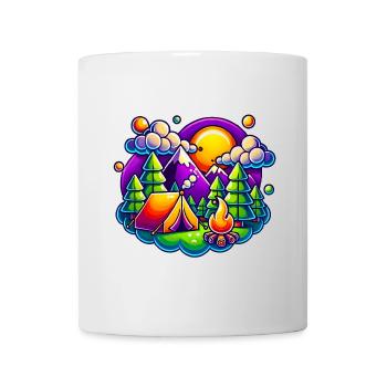 Funny Camping Mountains Tent Scene - Mug - white - Front