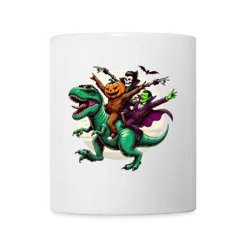Spooky Trio Riding TRex Halloween Fun - Mug - white - Front