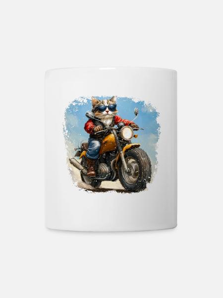 Chats Motards / Moto Chat - Mug blanc - blanc