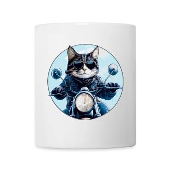Cat Motorcyclist - Mug - white - Front