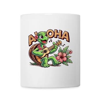 Aloha Turtle Ukulele Hawaii Hibiscus Cadeau - Mug blanc - blanc - Devant