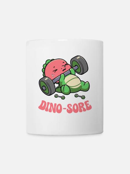Dino Sore Gym Fitness Lifting Weights Workout Gym - Mug - white