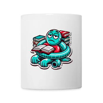 Erschöpfter Buchliebhaber Cartoon Design - Tasse - Weiß - Vorne
