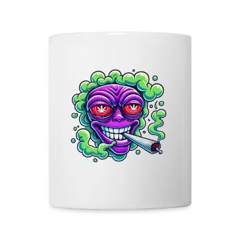 Tête de fumée extraterrestre Autocollant de dessin animé - Mug blanc - blanc - Devant