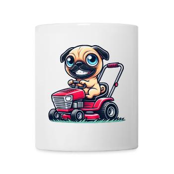 Carlin sur tracteur paysagiste Jardin Pelouse Tracteur - Mug blanc - blanc - Devant