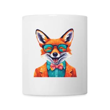 Lebendiger Fuchs in stilvoller Kleidung - Tasse - Weiß - Vorne