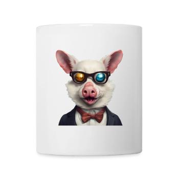 Humorous Pig in Smart Suit with Shades - Mug - white - Front