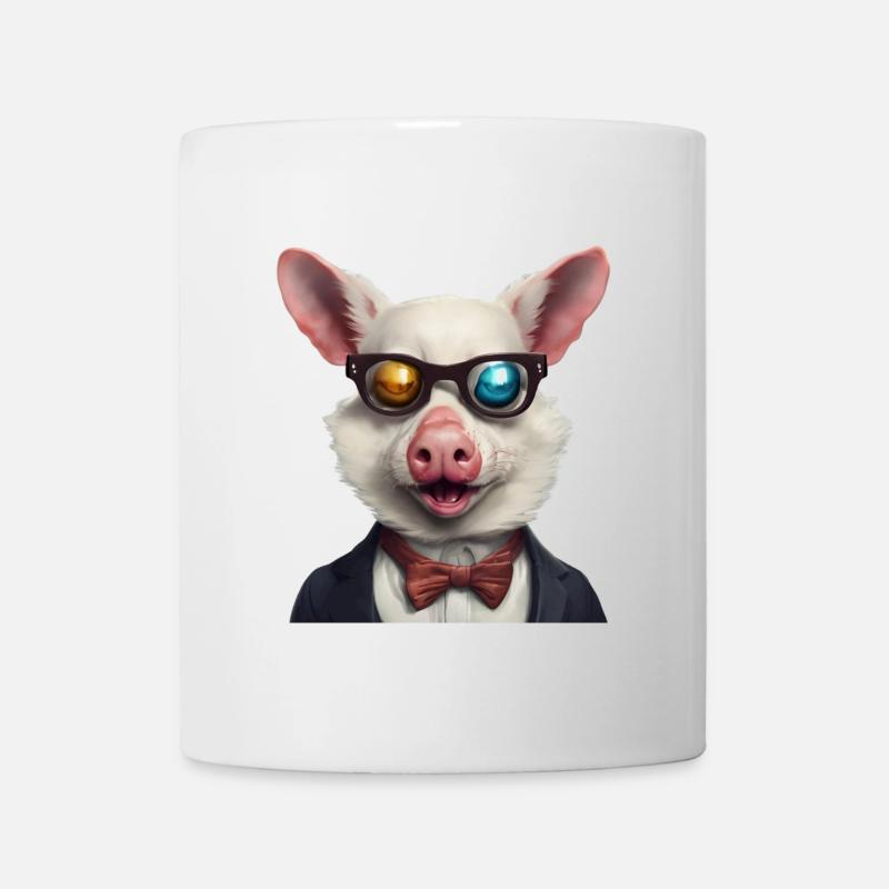 Humorous Pig in Smart Suit with Shades - Mug - white