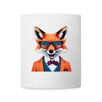 Lebendiger Fuchs in stilvoller Kleidung - Tasse - Weiß - Vorne