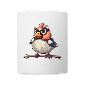 Cartoon Bird with Glasses Illustration - Mug - white - Front