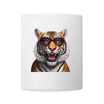 Intelligent Tiger with Glasses Design - Mug - white - Front