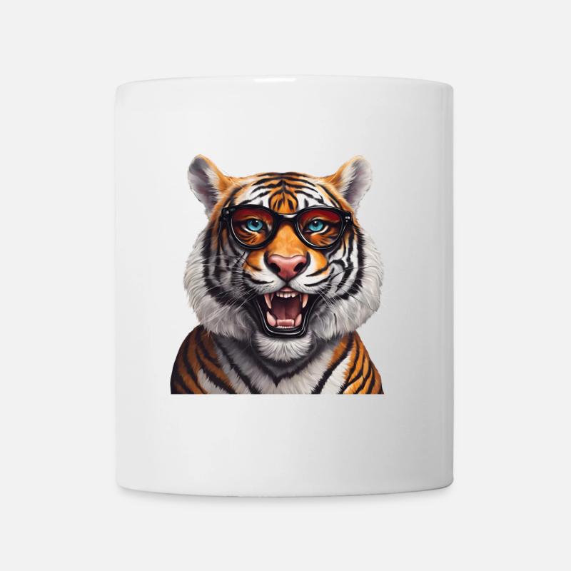 Intelligenter Tiger mit Brille Design - Tasse - Weiß