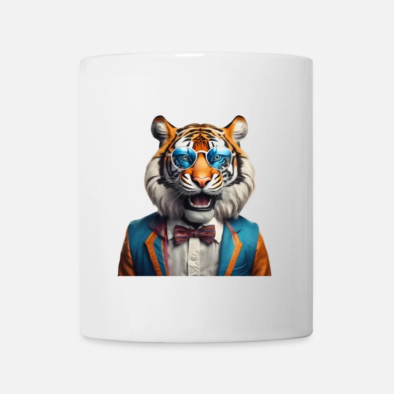 Vibrant Tiger with Retro Glasses and Suit - Mug - white