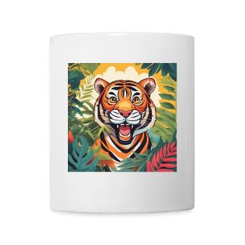 Lebendiger Dschungeltiger Illustration - Tasse - Weiß - Vorne