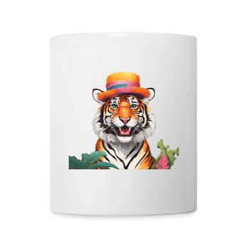 Whimsical Tiger with Sun Hat - Mug - white - Front