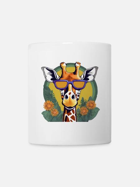 Girafe ludique avec des lunettes de soleil - Mug blanc - blanc