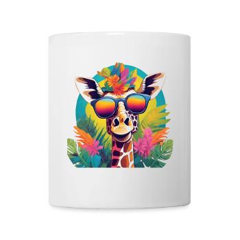 Vibrant Jungle Giraffe with Sunglasses - Mug - white - Front